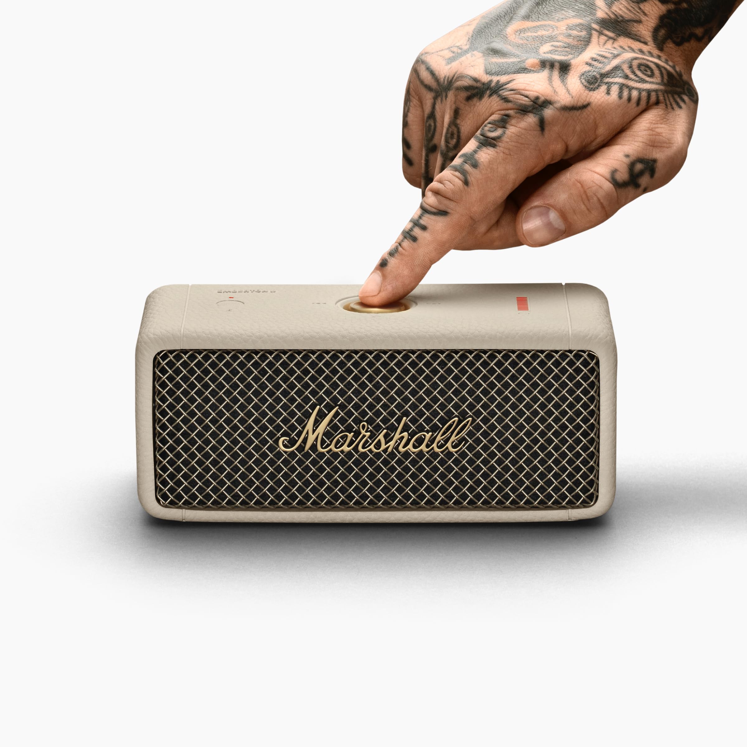 Marshall Emberton II Portable Bluetooth Speaker - Wireless Waterproof Speaker with 20+ Hours Playtime, IPX7 Rating, Compact Travel Speaker for Outdoor, Beach, Camping & Home Use (Cream)