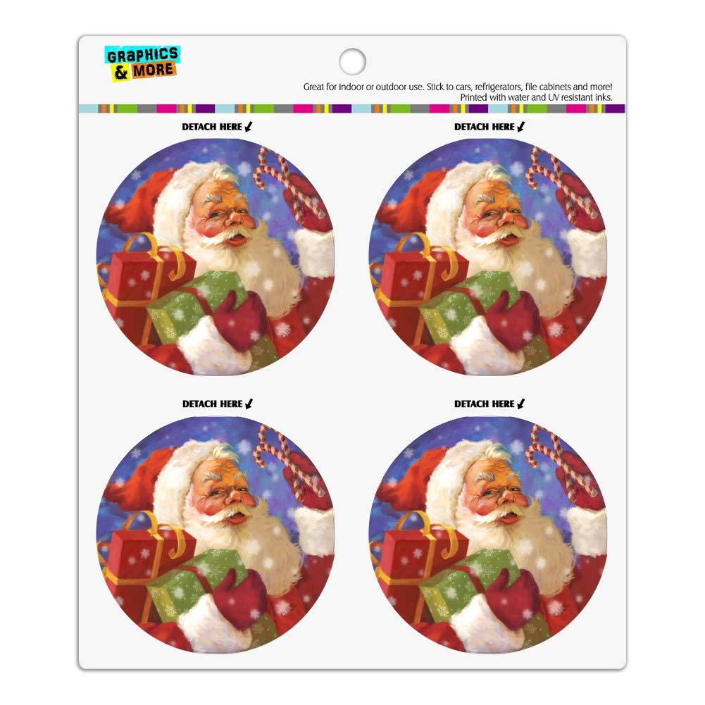 Festive Christmas Santa Candy Cane Refrigerator Magnets - 12-Pack Vinyl Circle Fridge Magnets for Holiday Decor, Lockers & Gifts (Perfect for Home, Office & Classroom Decorations)