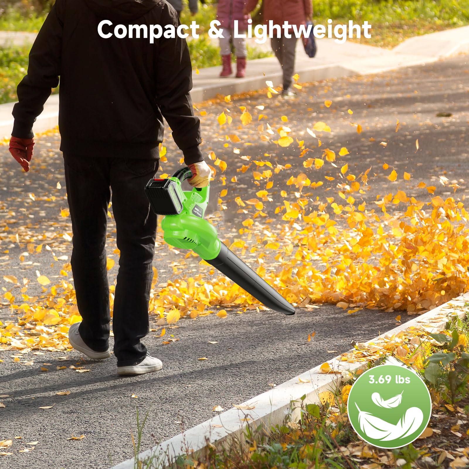 21V Cordless Leaf Blower with 2 Batteries & Charger - 160MPH 350CFM High-Speed Electric Blower, 2 Extension Tubes, Lightweight Battery-Powered for Lawn Care, Patio Cleaning, Snow Removal & Yard Maintenance - Perfect for Fall Leaves, Driveway Debris & Winter Snow Clearing