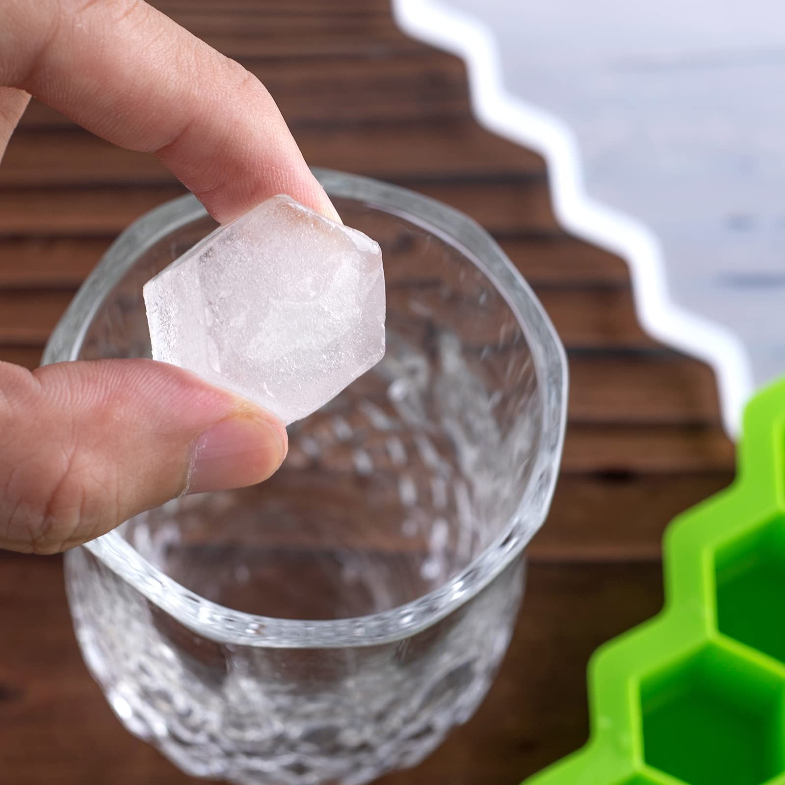 2 PCS Premium Silicone Ice Cube Trays with Lids - Reusable Hexagonal Ice Molds for Whiskey, Cocktails & Chilled Drinks | BPA-Free, 74-Cube Capacity | Perfect for Home Bars, Parties & Everyday Beverages