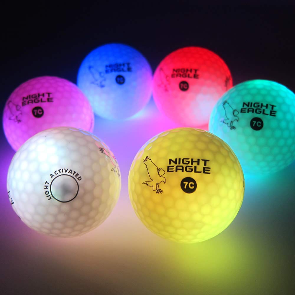 LED Golf Balls 6-Pack - Glowing Golf Balls with Internal Lights for Night Play