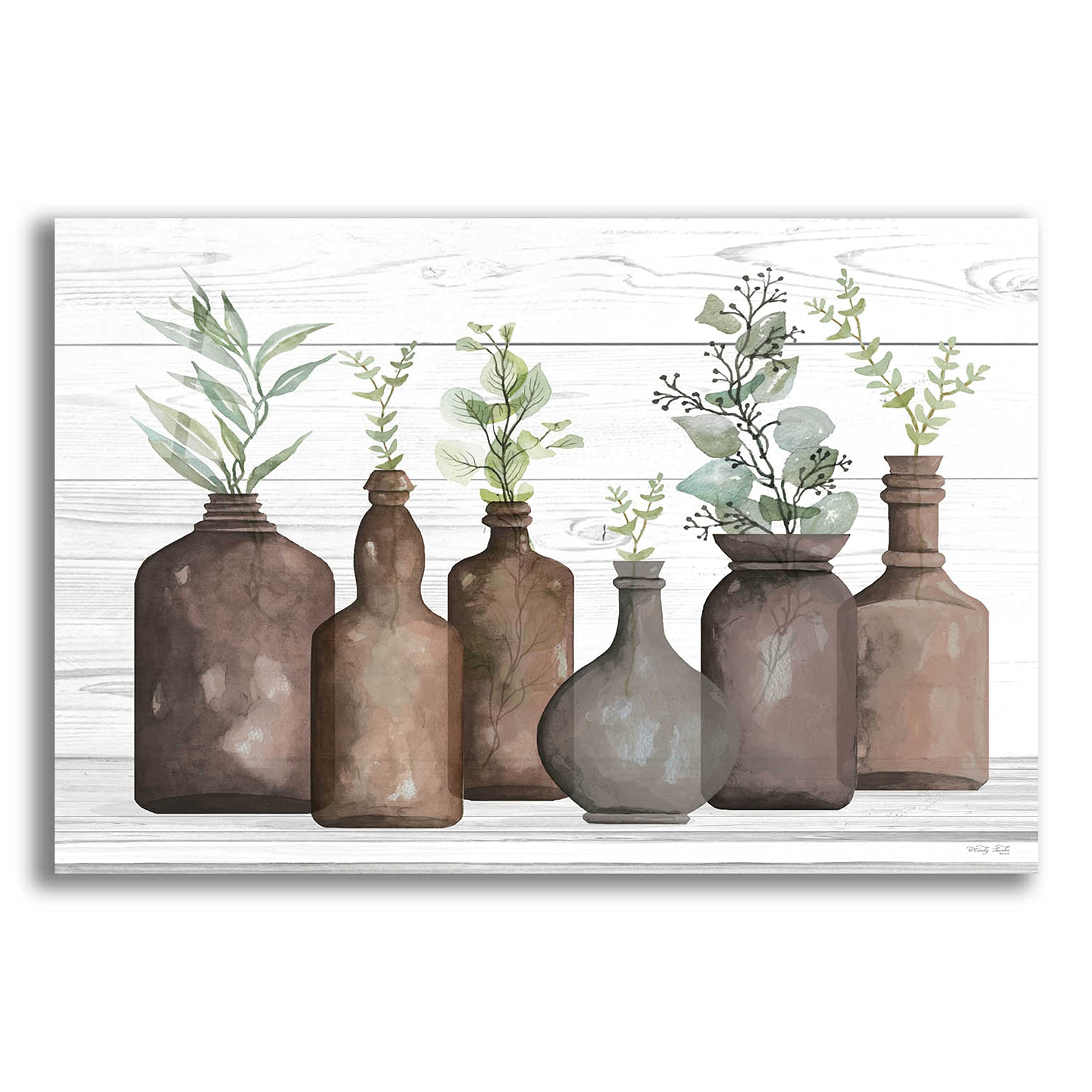 Epic Art 'Cappuccino Bottles I' by Cindy Jacobs - 24x16 Inch Acrylic Glass Wall Decor for Living Room, Bedroom & Office - Modern Abstract Painting for Home & Office Decor