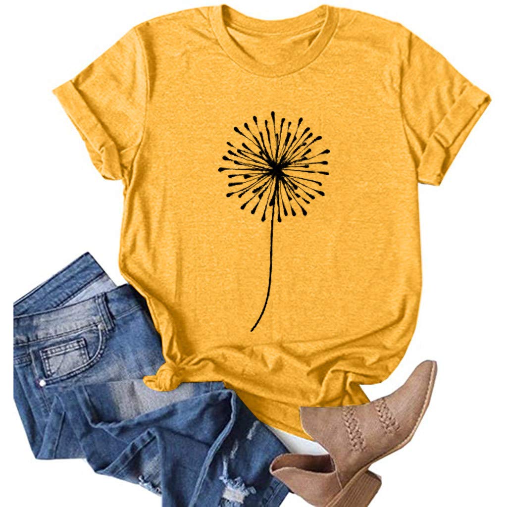 Women's Sunflower Graphic Print Funny T-Shirt - Casual Summer Tee Tops for Everyday Wear, Outings & Beach Days