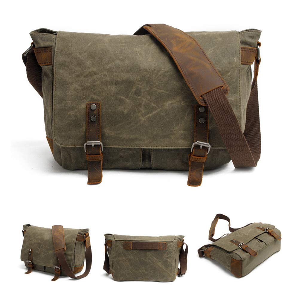 Durable Oil Wax Canvas SLR Camera Backpack - Waterproof DSLR Camera Bag for Outdoor Photography & Travel (Green) | Perfect for Hiking, Camping & Professional Photographers