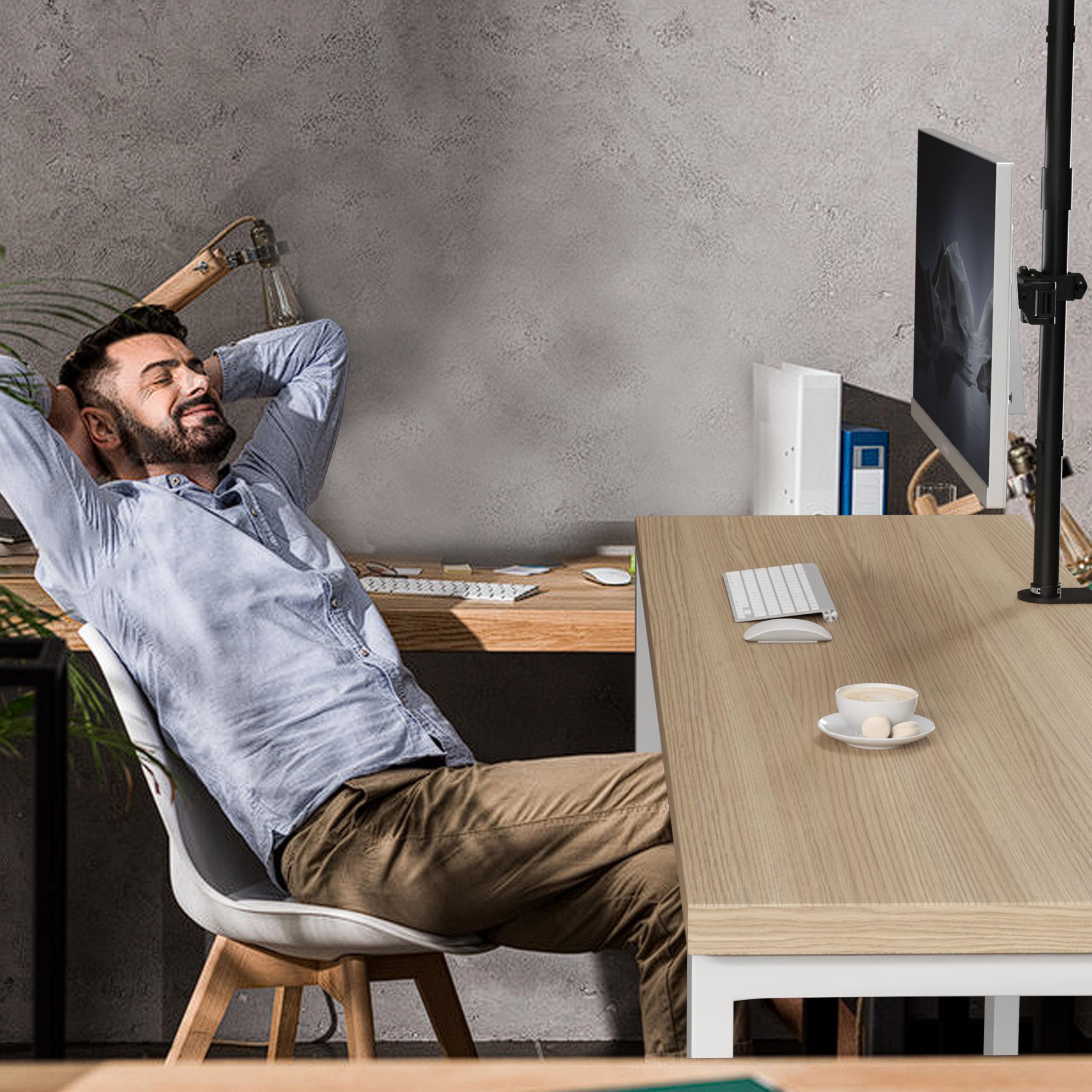 Duronic Single Monitor Stand DMT151X2 - Adjustable Monitor Arm Desk Mount for 13-32