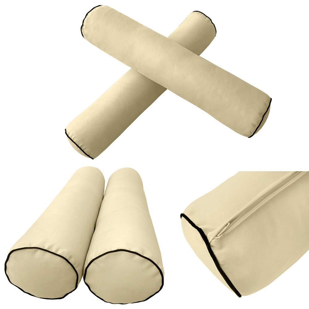 Prolinemax Style4 Queen Size 5-Piece Outdoor Daybed Set with Contrast Piping - Includes Mattress, Cushions & Bolster Pillows (AD103) - Perfect for Patio, Poolside, Garden or Backyard Relaxation