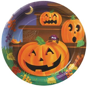 Inc. Pumpkin Steps Plates - Set of 4 Durable Melamine Lunch Plates for Kids & Adults | Perfect for School Lunches, Picnics, and Party Serving