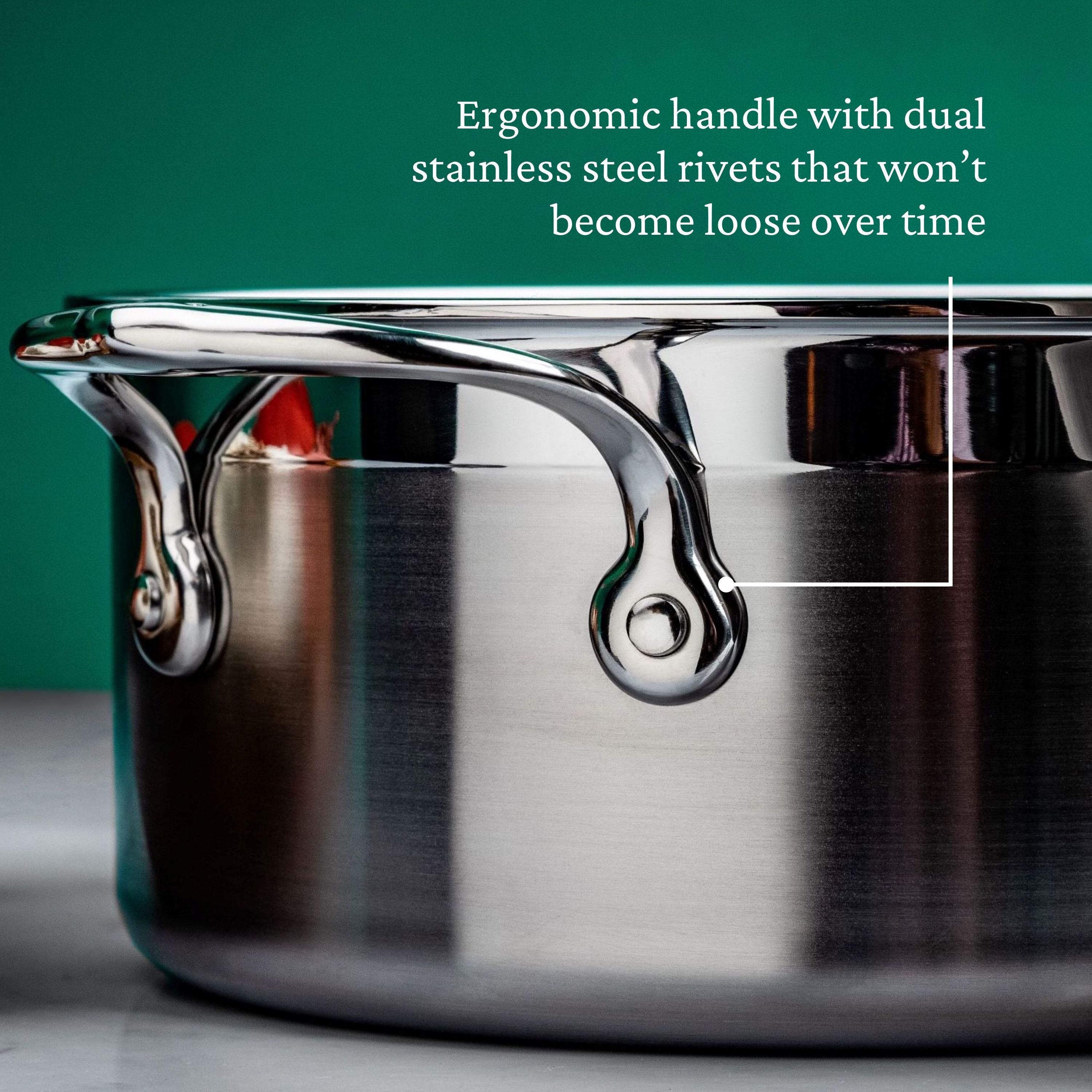 Hestan Probond Covered Saucepan with Helper Handle - 4.0 Quart (22cm) Stainless Steel Cookware for Professional & Home Cooking - Perfect for Sauces, Soups & Simmering