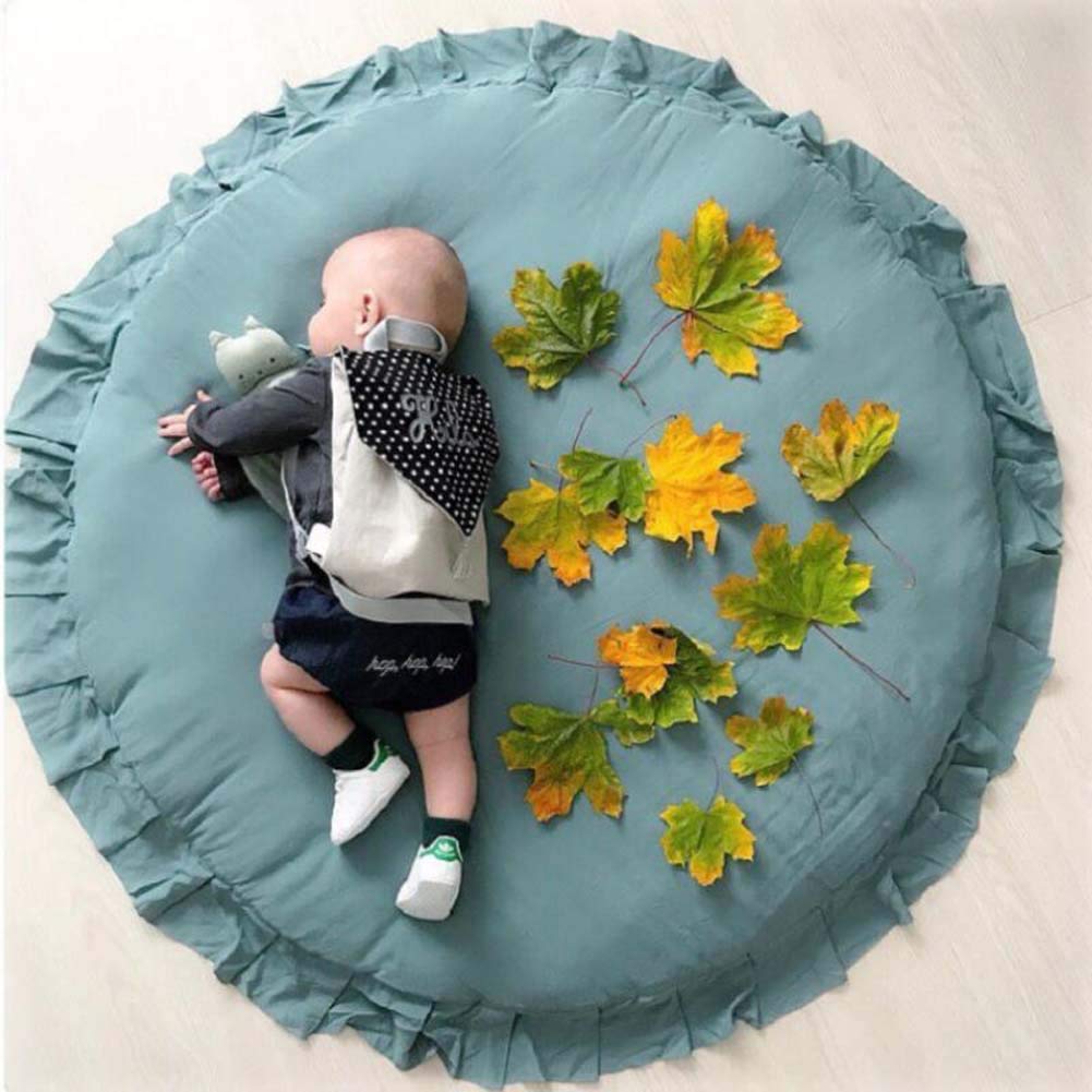 Soft Round Baby Playmat - Non-Slip Cartoon Rug for Kids Nursery, Light Gray | Safe & Comfortable Floor Mat for Playtime, Crawling & Room Decor