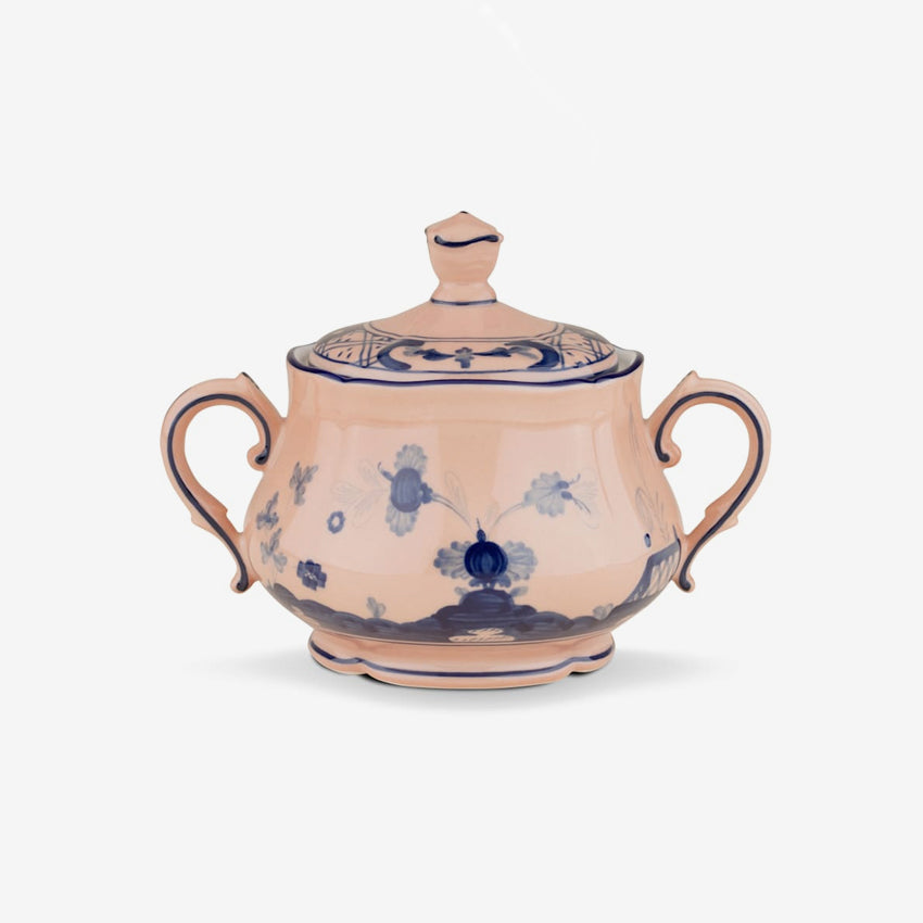 Ginori 1735 Oriente Italiano Porcelain Sugar Bowl with Lid - Elegant Tea Party & Coffee Serving Accessory for Home Dining