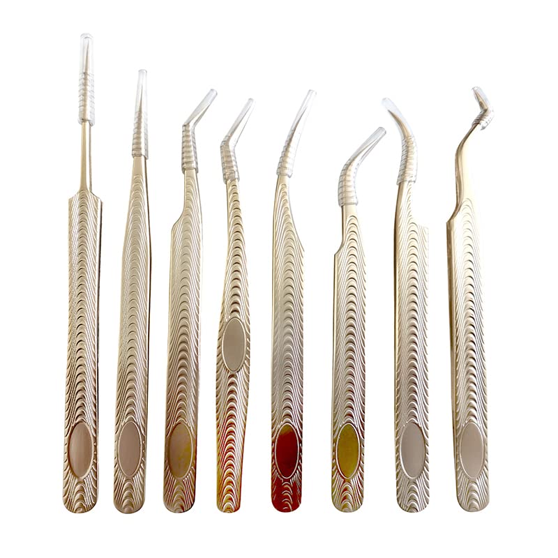 8 Types Professional Eyelash Extension Tweezers Set - Classic, Volume & Russian Lashes Tools with Custom Logo Option (No.7) | Perfect for Salon, Home Use & Professional Lash Artists