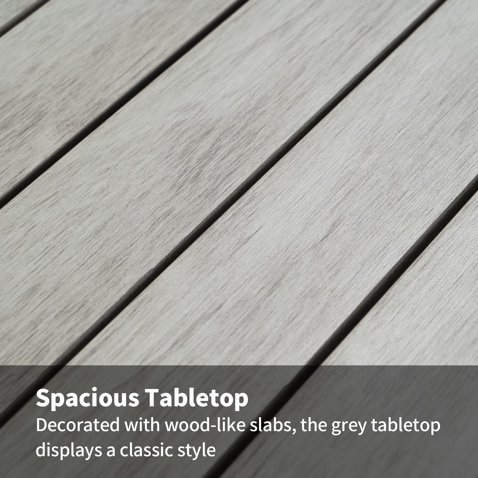 All-Weather Outdoor Coffee Table - Rectangle PE Rattan Patio Table with Wood-Like Tabletop, Grey - Perfect for Garden, Poolside & Backyard Relaxation