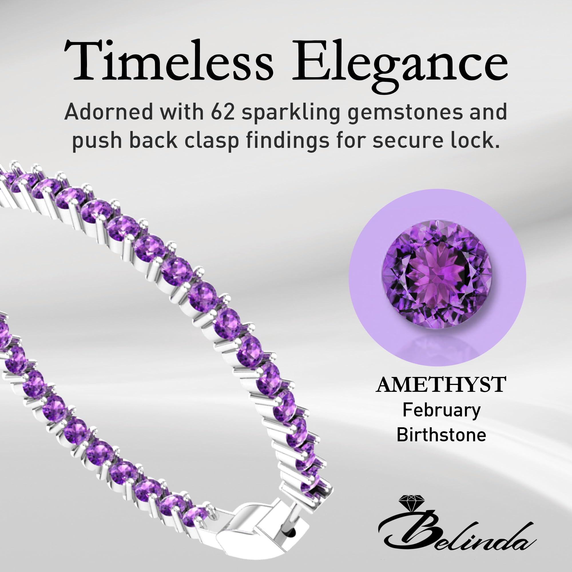 62 Colored Gemstone Hoop Earrings for Women - 925 Sterling Silver Birthstone Eternity Earrings with Push Back Closure (1.73