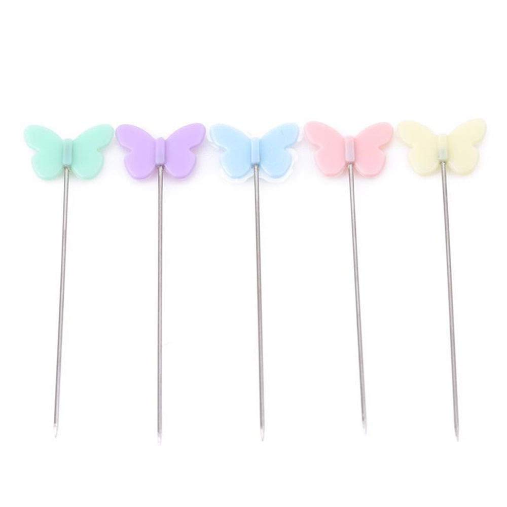 100pcs Colorful Flower Button Head Pins - DIY Sewing Accessories for Patchwork, Quilting & Crafts | Butterfly Shape Needles for Fabric, Clothing & Handmade Projects