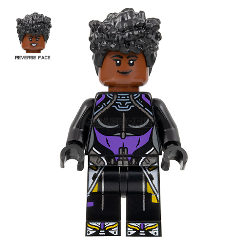 LEGO Shuri Minifigure - Black Panther (2022) | Black & Dark Purple Outfit | MARVEL Superhero Collectible for Display & Play