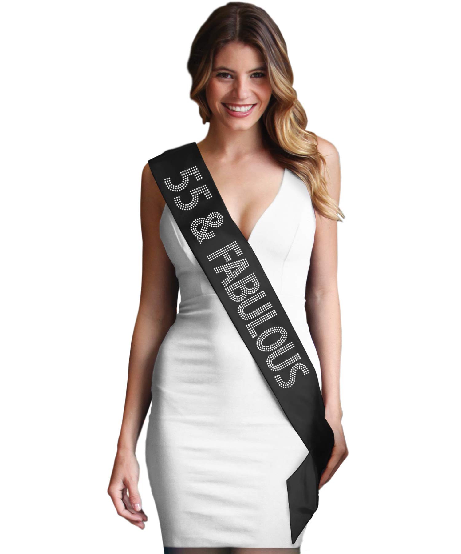 55 & Fabulous Rhinestone Sash - Elegant 55th Birthday Gift for Women, Party Decorations, Milestone Celebration Accessory | Perfect for Birthday Parties, Retirement Celebrations & Special Occasions