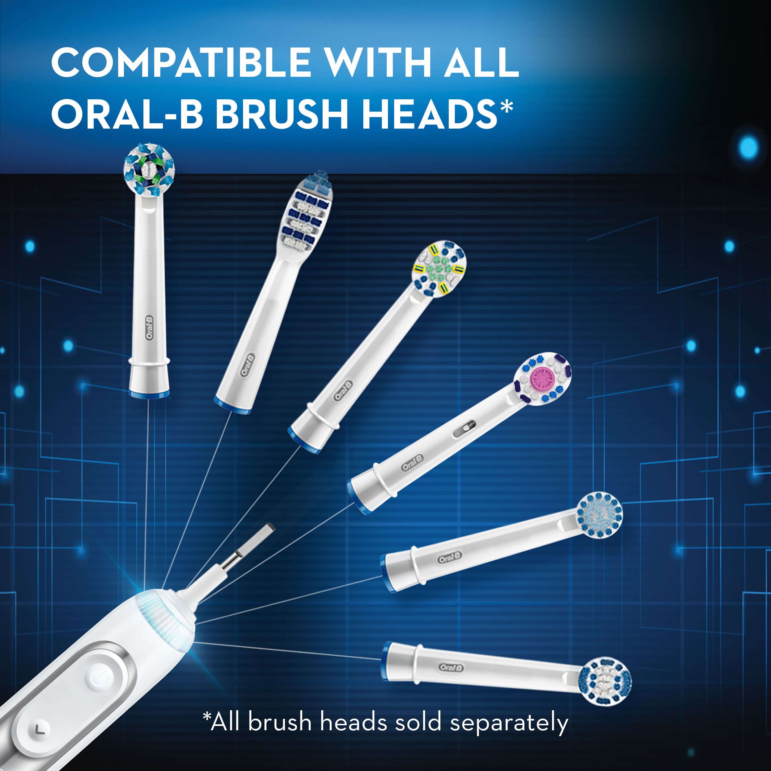 Oral-B 7500 Electric Toothbrush with 3 Replacement Brush Heads & Travel Case - Smart Pressure Sensor, Bluetooth Connectivity, White - Perfect for Travel, Home & Daily Oral Care