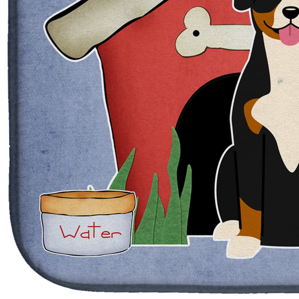 Entlebucher Dog House Dish Drying Mat - Absorbent Kitchen Counter Pad (14x21