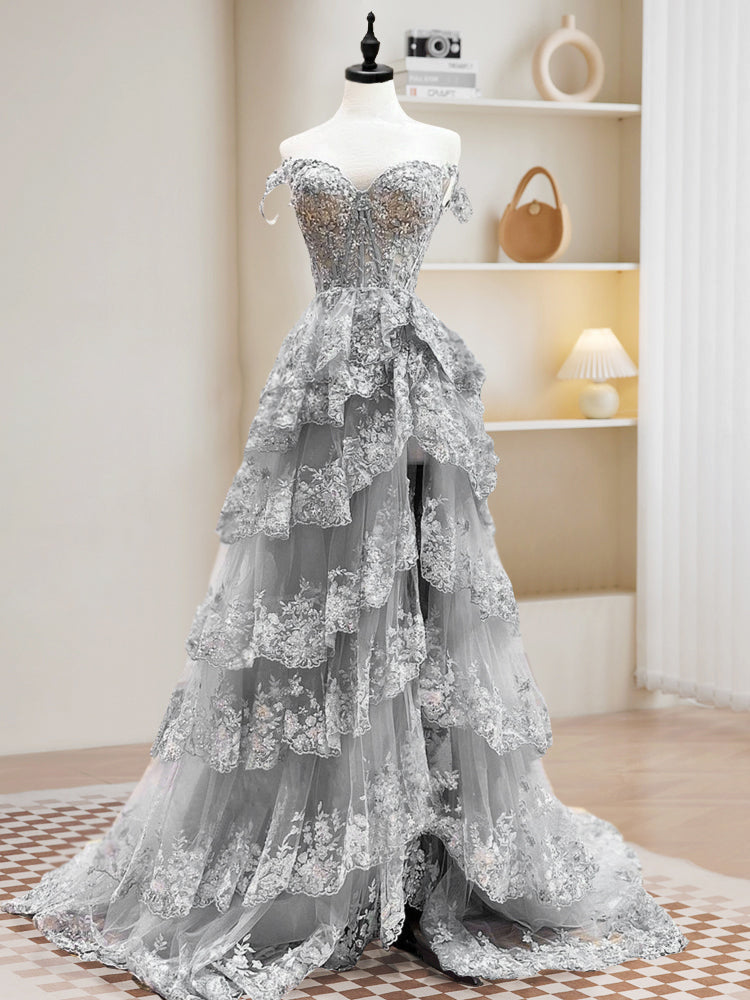 Elegant Dark Blue A-Line Tulle Sequin Long Prom Dress for Formal Events | Perfect for Homecoming, Evening Gala & Special Occasions