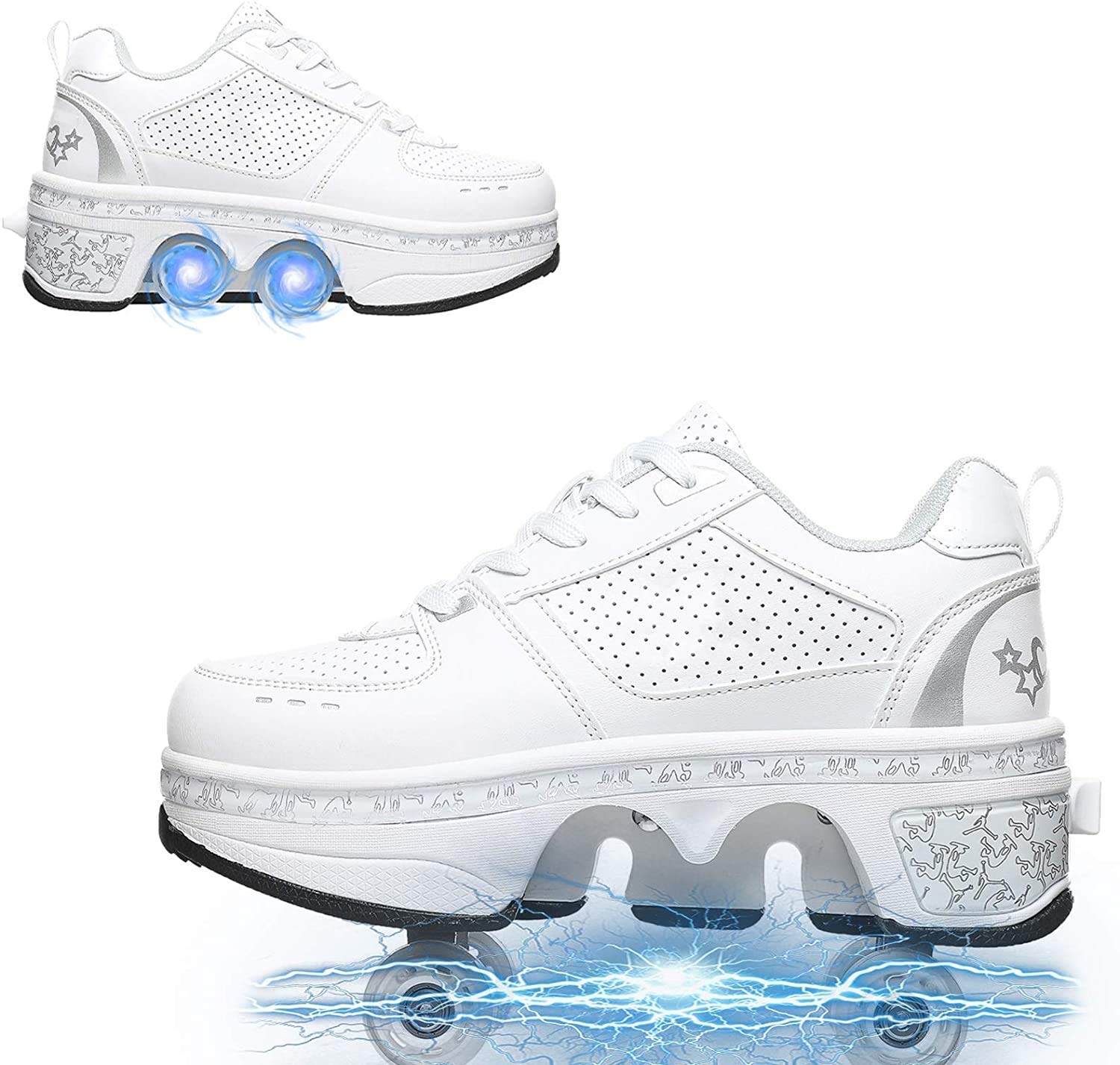 LED Light Up Roller Skates for Kids - Adjustable Inline Skates with 7 Color Lights & 4 Modes | Unisex Sports Shoes for Outdoor Play, Rink Skating, Birthday Gifts & Nighttime Fun