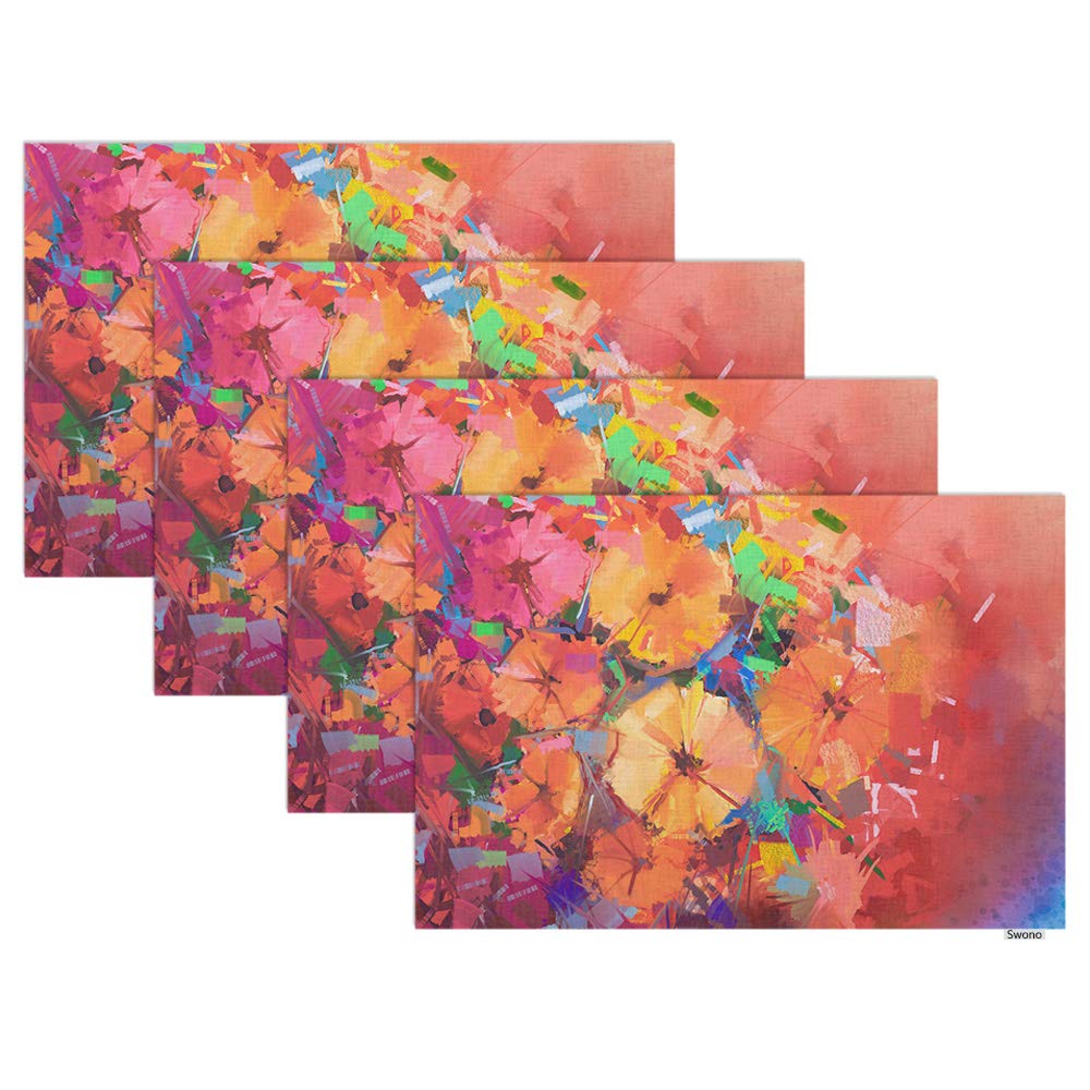 Swono Gerbera Flowers Placemat Set of 4 - 12