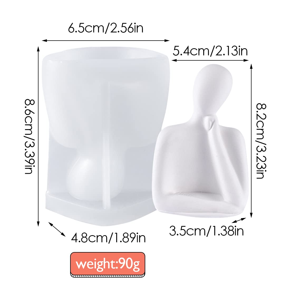 Voyyphixa 3D Body Silicone Mold Set - Male & Female Portrait Candle Molds for DIY Resin Sculptures, Aromatherapy Candles, Soap Making & Clay Crafts - Perfect for Home Decor, Wedding Favors & Spa Gifts (Candle B)