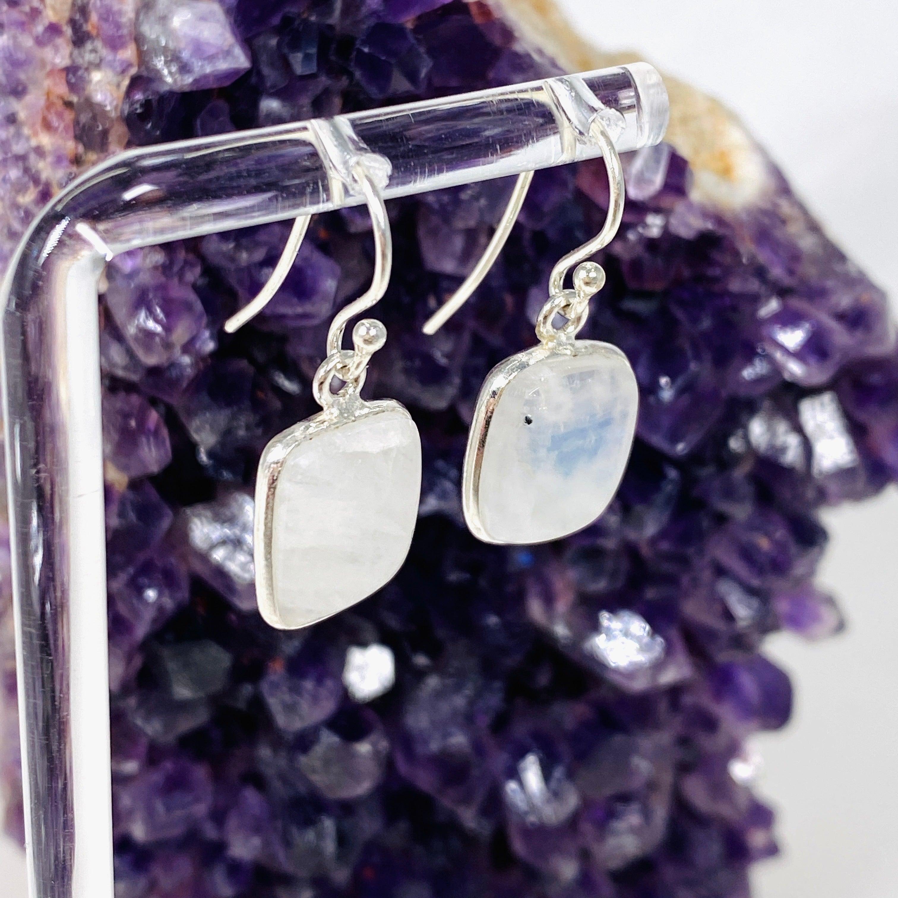 Moonstone Diamond Earrings 925 Sterling Silver Dangle Earrings for Women - Elegant Jewelry Gift for Birthday, Anniversary & Special Occasions