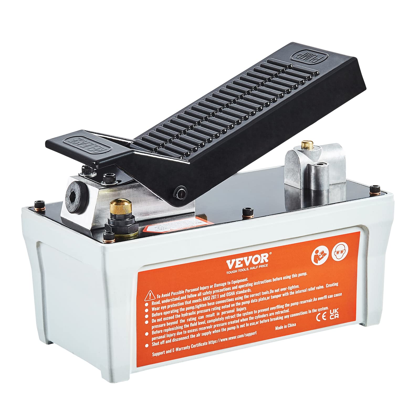 VEVOR 10,000 PSI Air Over Hydraulic Pump with 1/2 Gallon Reservoir - Heavy Duty Hydraulic Tool for Automotive Repair, Industrial Equipment & Construction (Gray)
