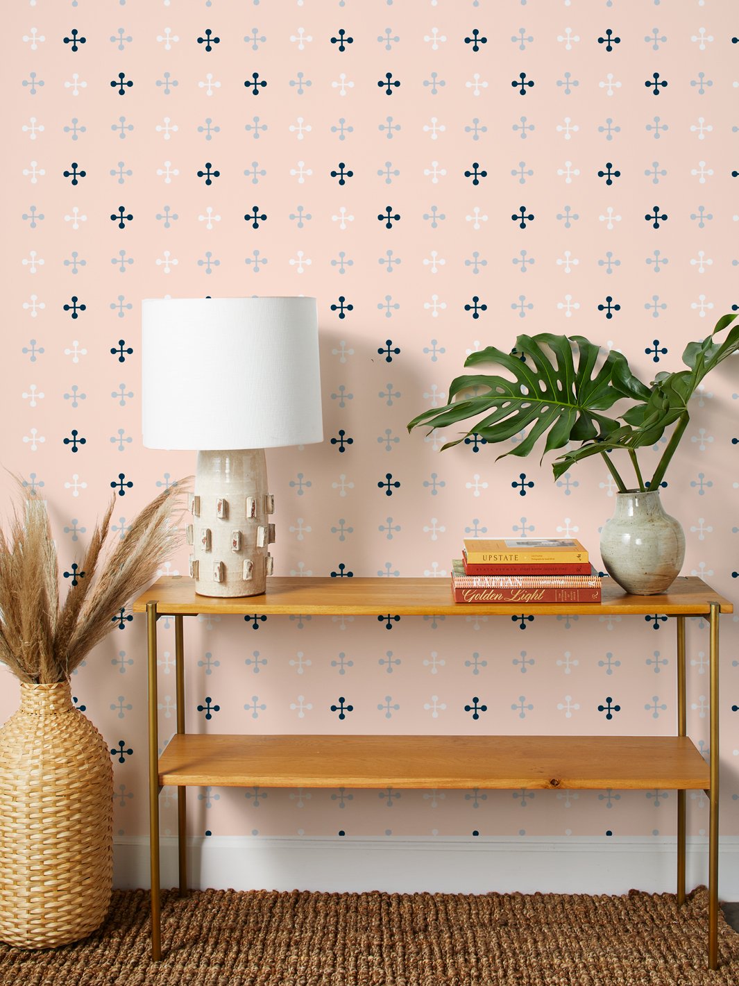 Fisher Price™ Jacks Wallpaper - Peach, White & Navy Blue Nursery Decor for Baby Rooms & Kids Bedrooms