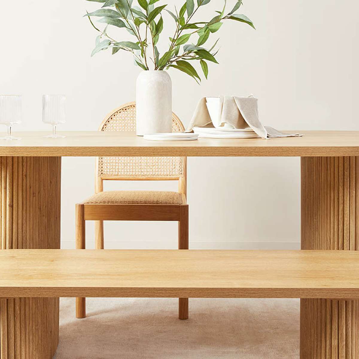 Amara 6-Seater Dining Table - Natural Wood Finish - Perfect for Family Dinners & Entertaining Guests