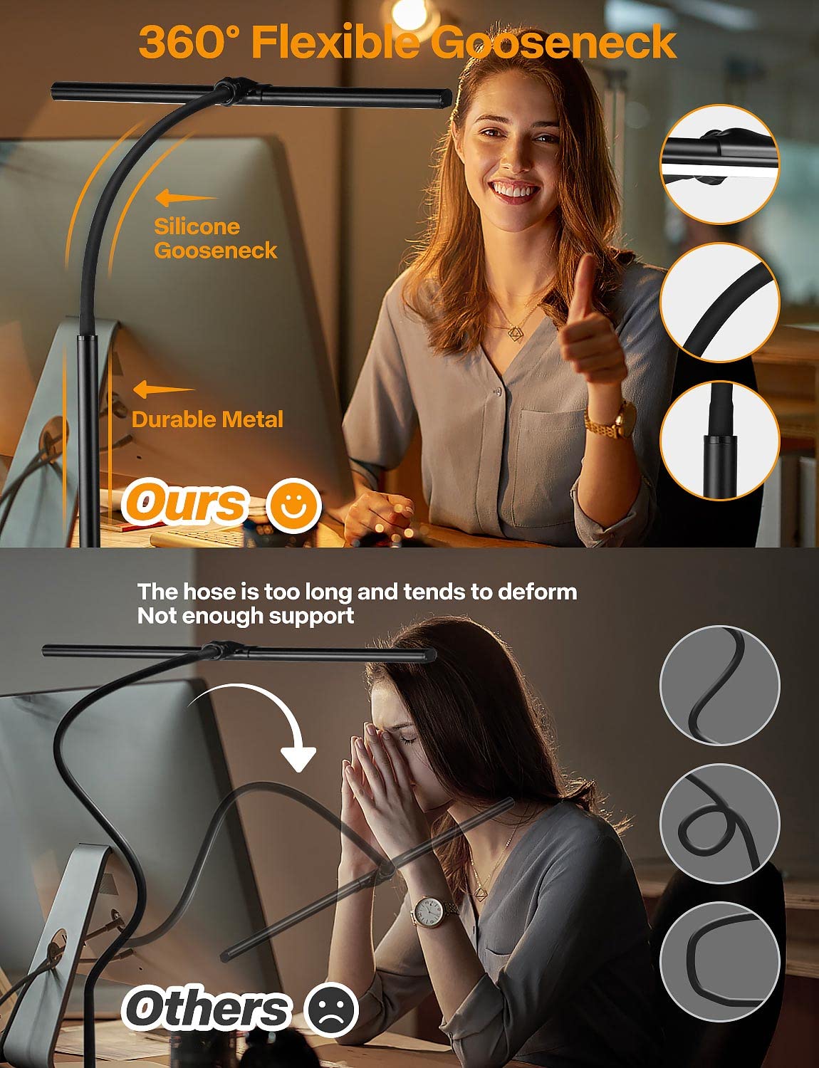 ACNCTOP Adjustable LED Desk Lamp - 25 Lighting Modes, Flexible Gooseneck, Eye-Caring Architect Task Light for Office, Home, Workbench | Perfect for Drafting, Reading, Studying & Night Work