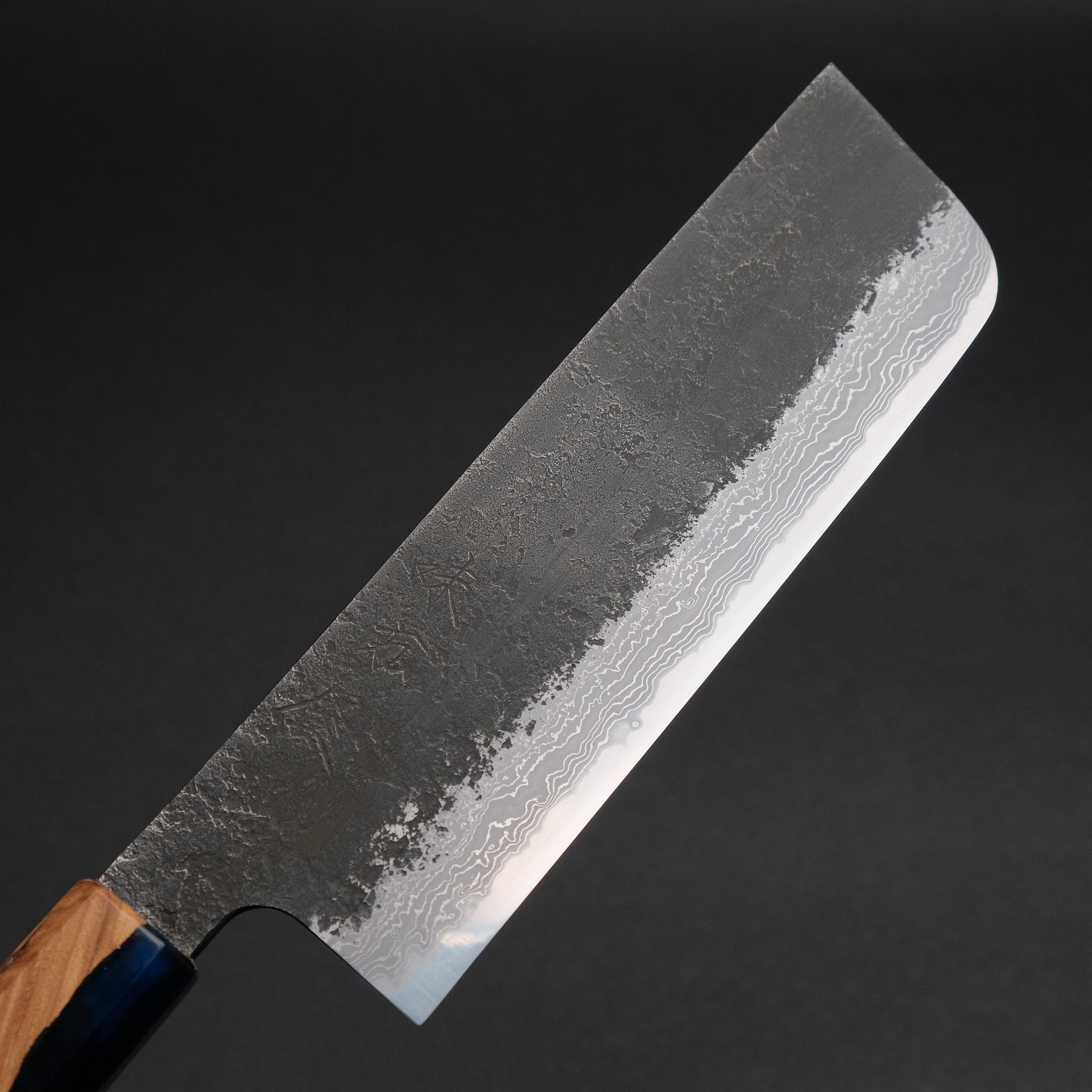 Premium Ajikataya White #2 Nashiji Damascus Nakiri Knife 180mm - Olive Wood & Resin Handle (#52) - Japanese Kitchen Knife for Professional Chefs & Home Cooking, Perfect for Slicing Vegetables, Herbs & Boneless Meat