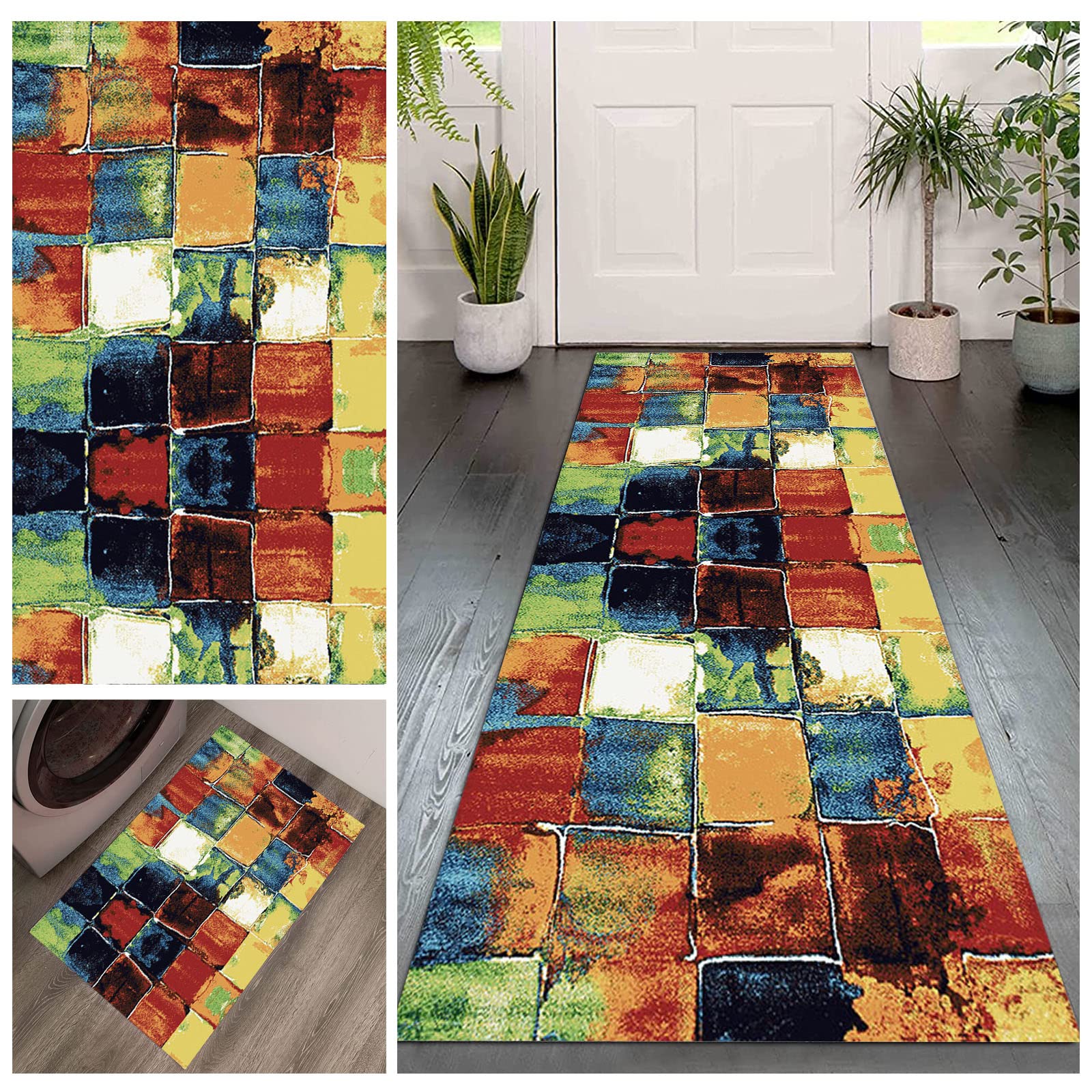 Runner Rug for Hallways - Long Kitchen Rug Machine Washable, Stain Resistant & Non-Shed Carpet - Durable Floor Mat for Laundry Room, Living Room, Bathroom & Entryway - Perfect for High Traffic Areas & Home Decor