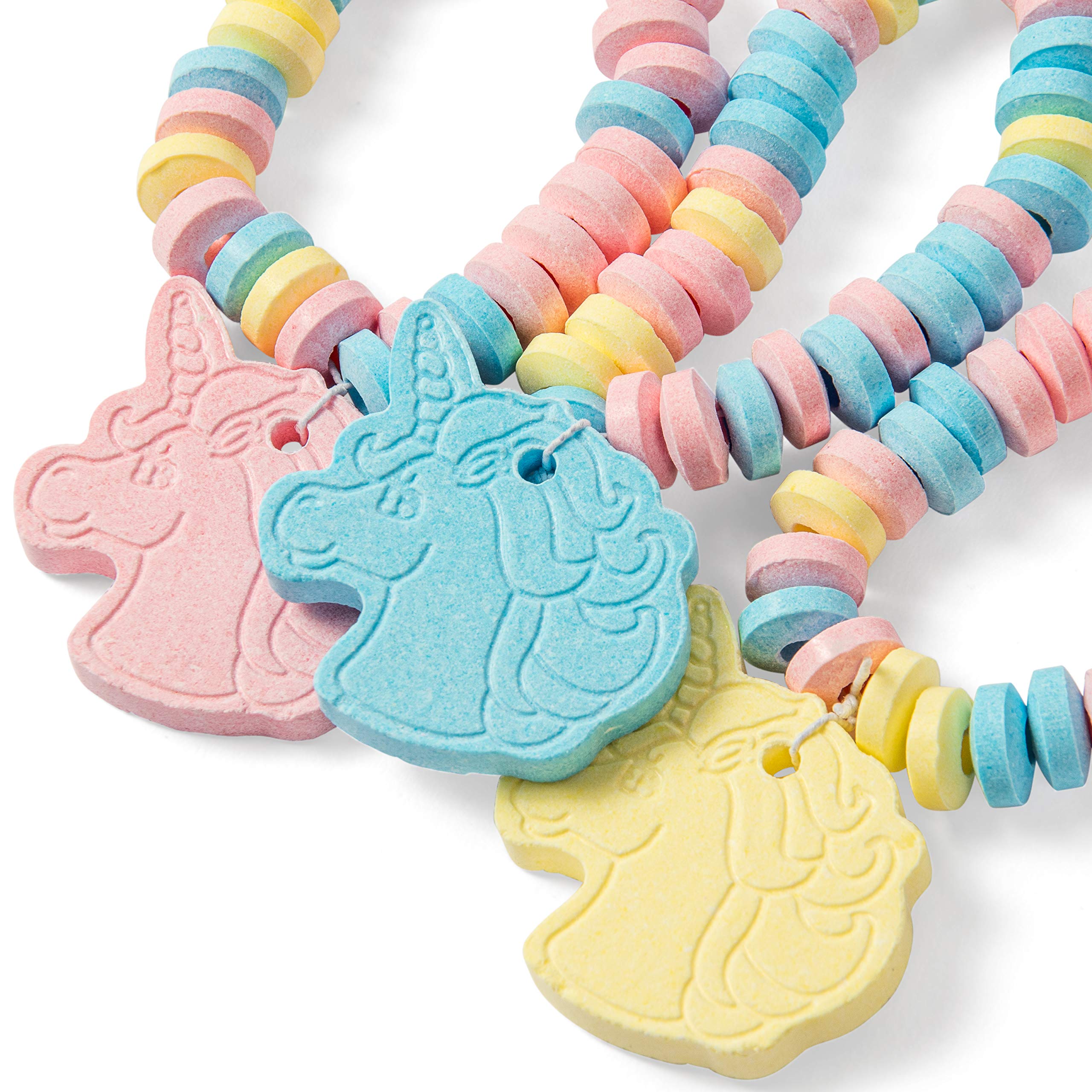 Magical Unicorn Candy Bracelet Set - 12 Pack Rainbow Beaded Party Favors for Girls - Perfect for Birthday Parties, Baby Showers & Unicorn Themed Events