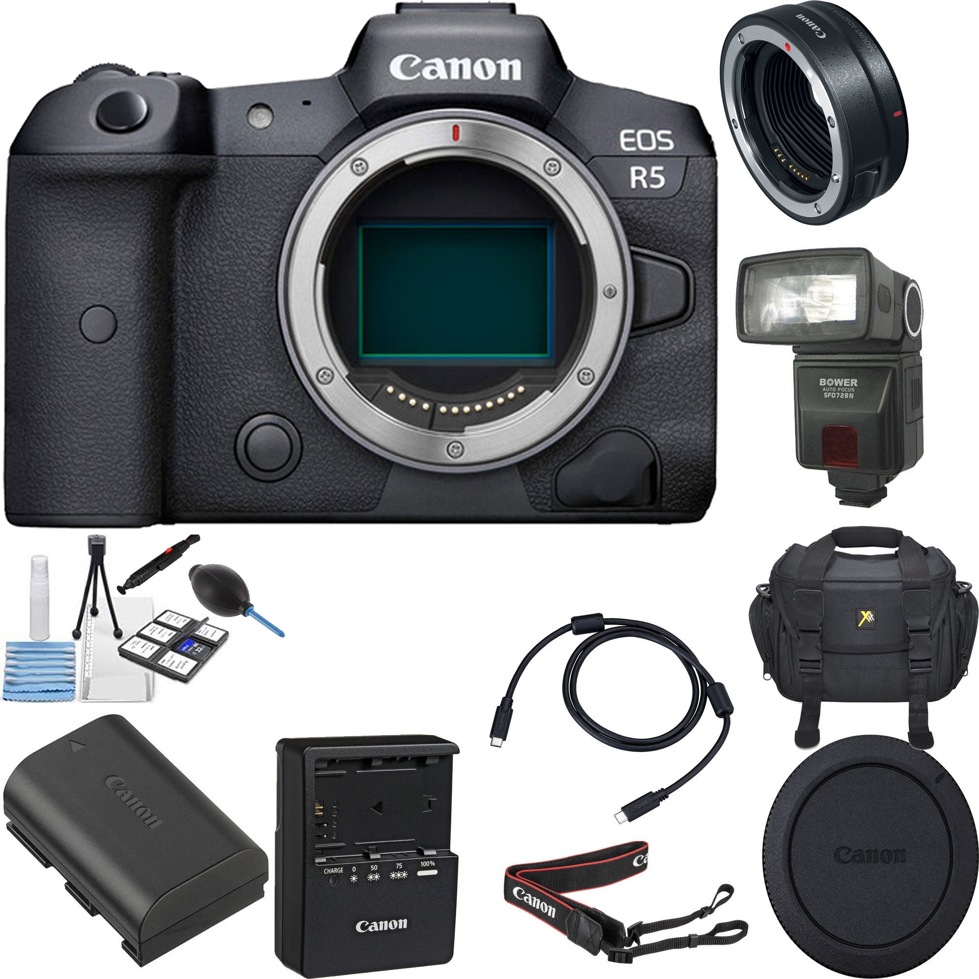 Canon EOS R5 Full Frame Mirrorless Camera Body with EF-EOS R Mount Adapter Kit - Professional 8K Video & 45MP Photography for Travel, Wedding & Wildlife Shooting