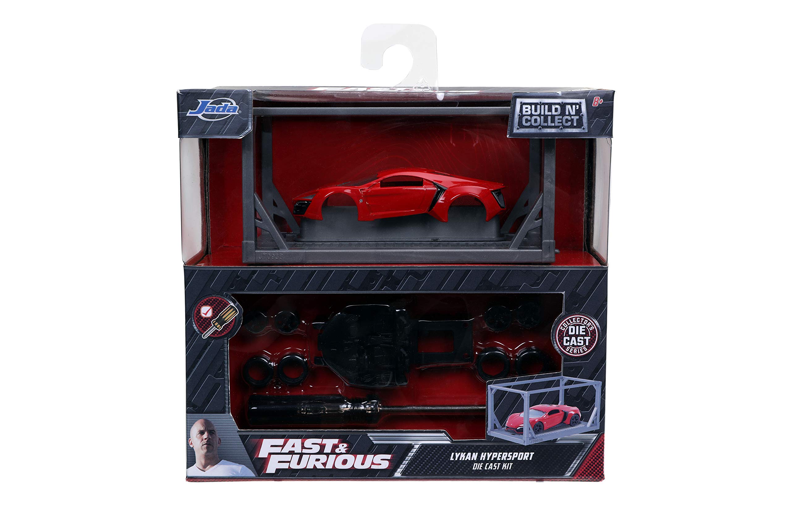 Jada Toys Fast & Furious 1:55 Lykan Hypersport Die-Cast Model Car Kit - Collectible Buildable Toy for Kids & Adults (Red) - Perfect for Movie Fans, Display & Play