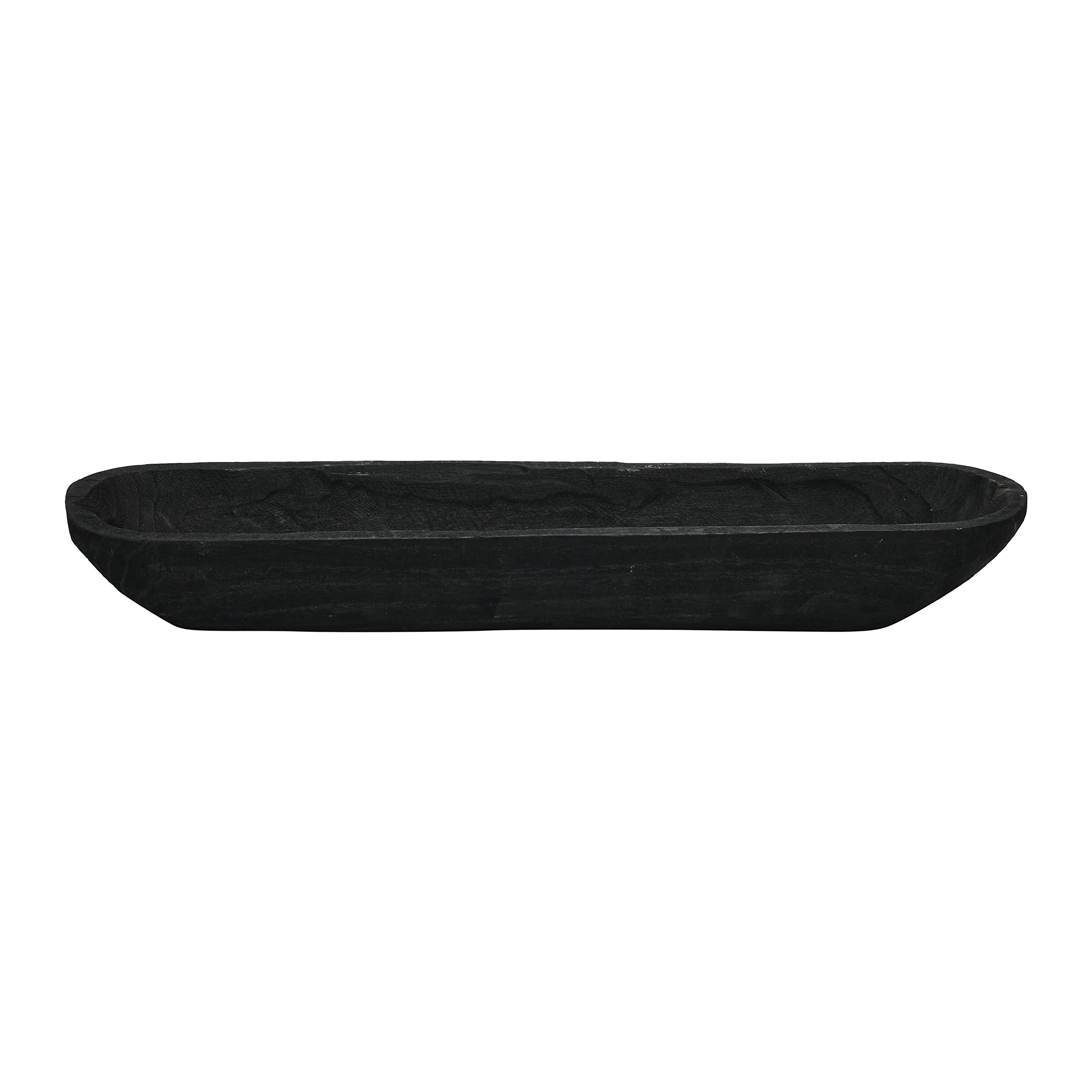 Creative Co-Op Decorative Black Paulownia Wood Bowl - Handcrafted Natural Wooden Serving Bowl for Fruits, Nuts, Home Decor & Table Centerpiece