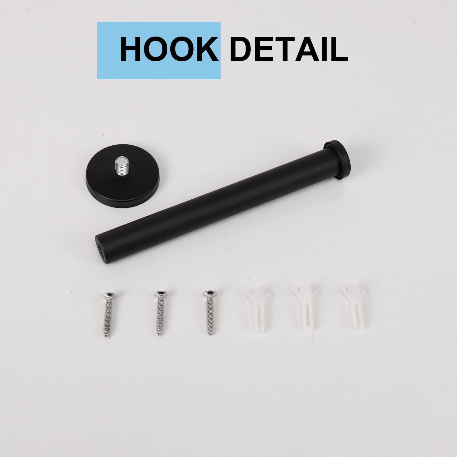 6 Pack Stainless Steel Bath Towel Hooks - Heavy Duty 304 SUS Wall Mounted Coat & Robe Hangers for Bathroom, Bedroom, Kitchen - Durable Round Clothes Hooks (6 Inch, Black) - Perfect for Organizing Towels, Robes & Coats in Home & Office Spaces