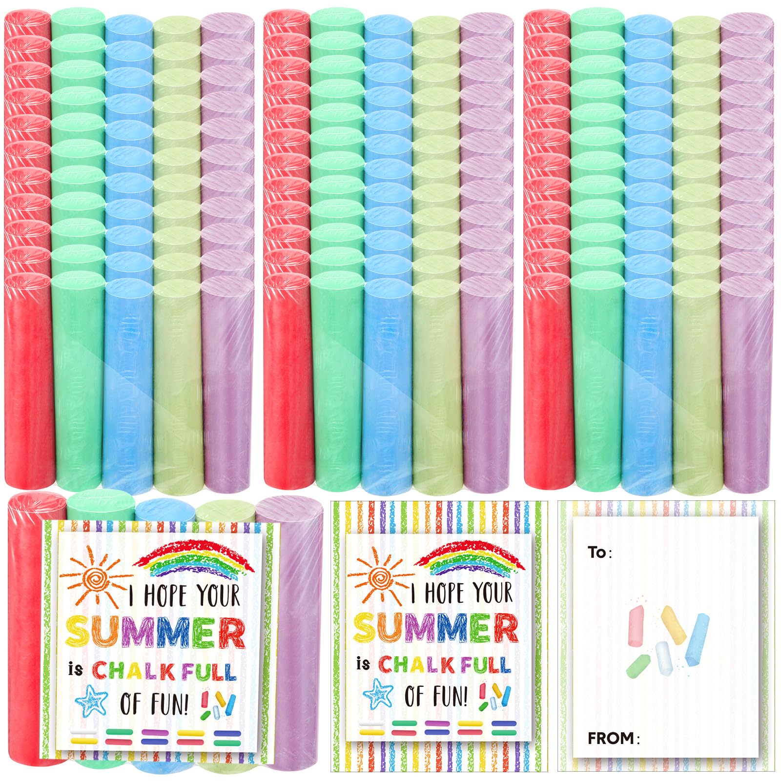 Yexiya 35-Piece Sidewalk Chalk Set with Fun Gift Tags - Bulk Student Gifts for Kindergarten Graduation, End of Year Party Favors & Outdoor Summer Activities - Perfect for School Celebrations, Sidewalk Art & Kids' Outdoor Play