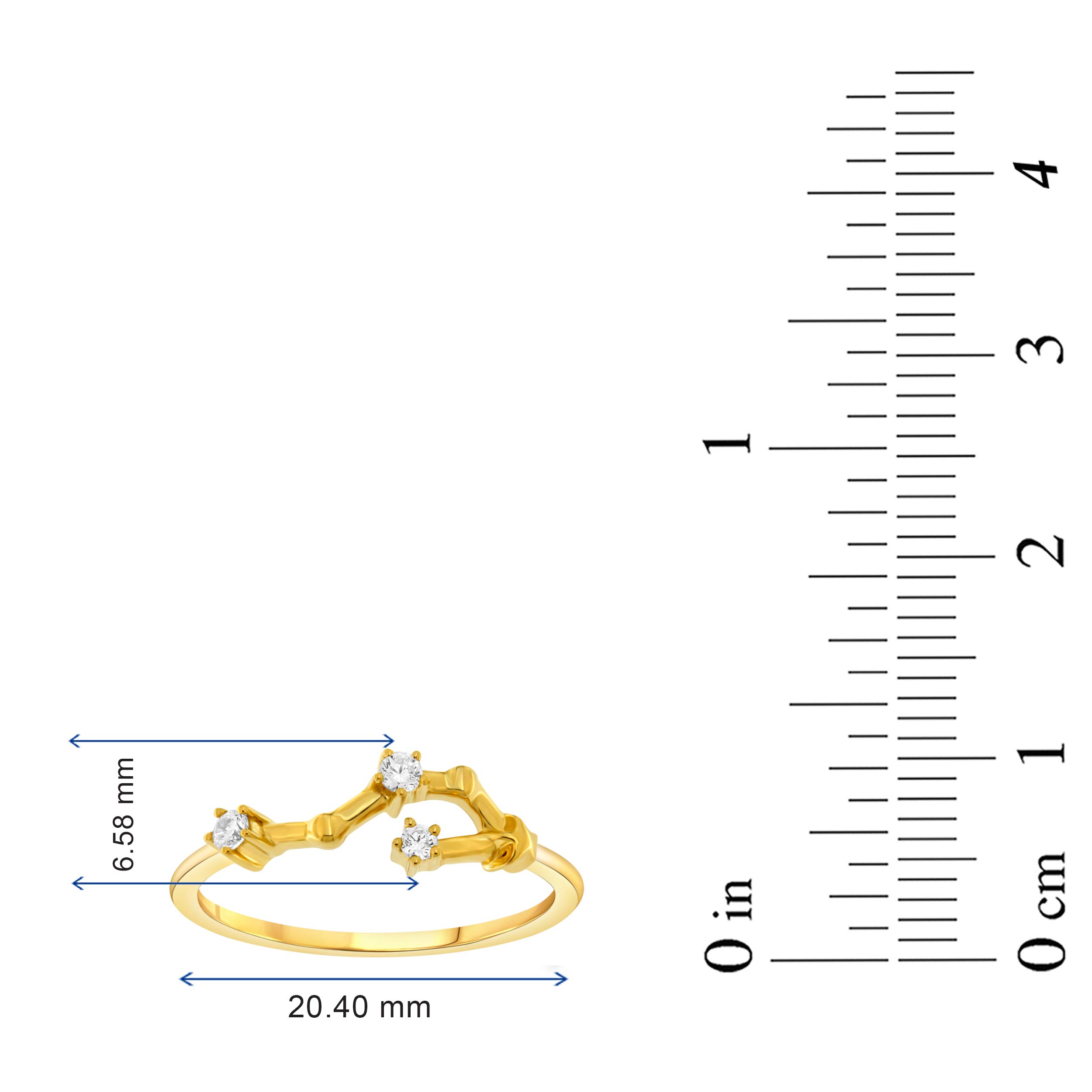 NATALIA DRAKE 1/10 Carat Diamond Celestial Star Zodiac Ring for Women - 925 Sterling Silver, H-I Color, I1-I2 Clarity - Perfect for Astrology Lovers & Unique Birthday Gifts