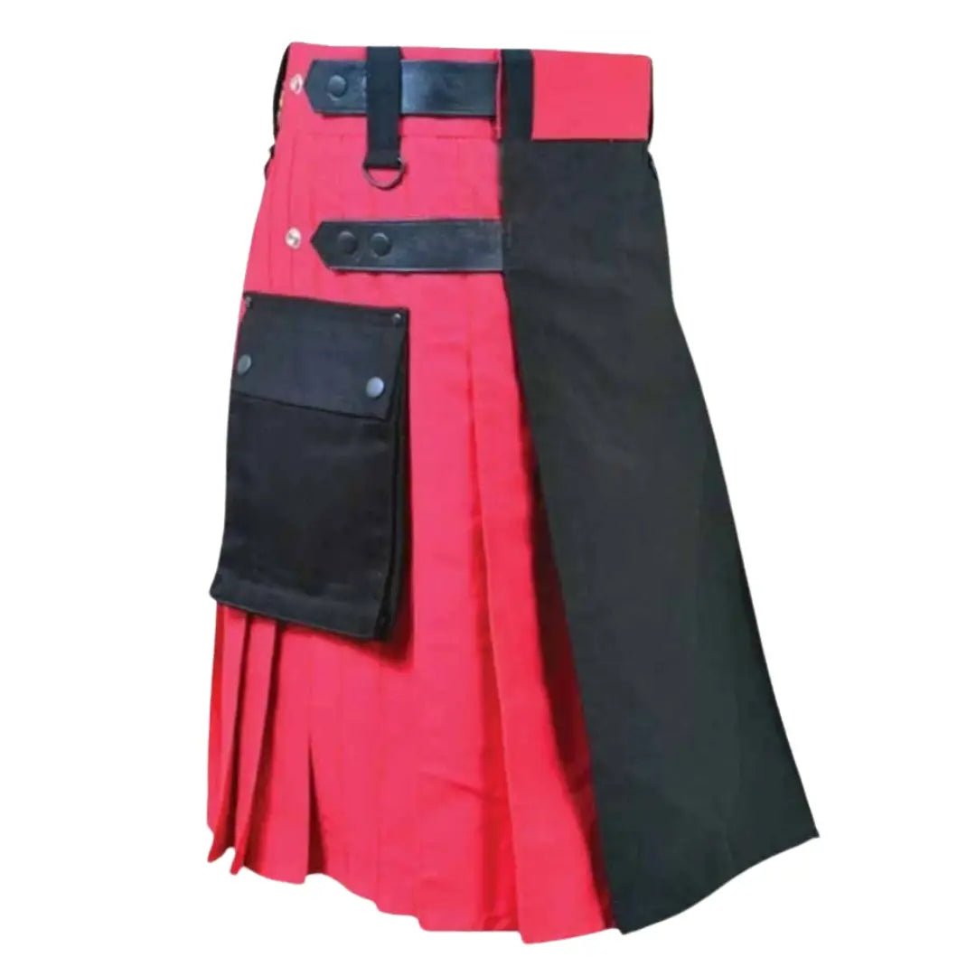 Stylish Black and Pink Utility Kilt for Men - Durable Fashion Kilt with Pockets | Perfect for Cosplay, Renaissance Fairs & Outdoor Adventures