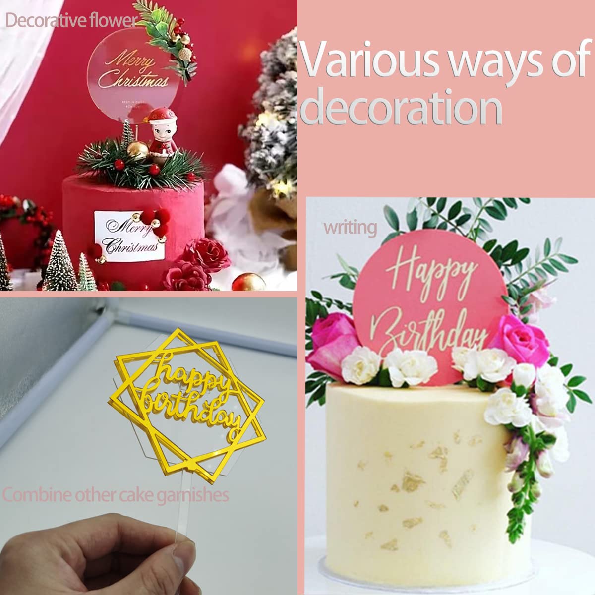 Customizable Clear Square Acrylic Cake Topper - DIY Personalized Wedding, Birthday & Party Cake Decorations (2-Piece Set, Medium) - Perfect for Anniversary, Baby Shower & Special Occasion Cakes