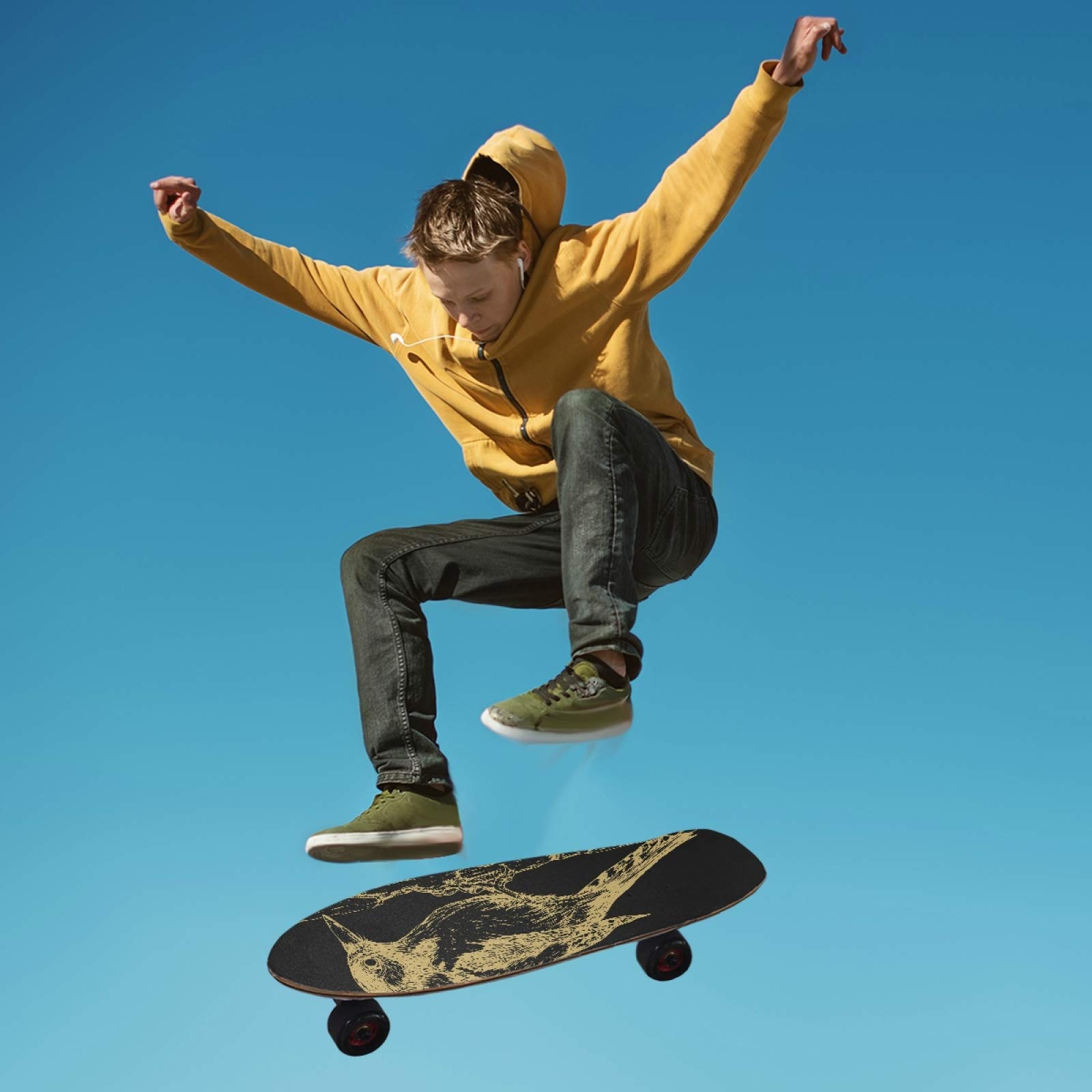 Premium Woodpecker Skateboard Grip Tape - 33.1x9.1 Inch Non-Slip Longboard Griptape | Waterproof Sandpaper Deck Sticker for Enhanced Board Control | Perfect for Street Skating, Cruising & Downhill Riding