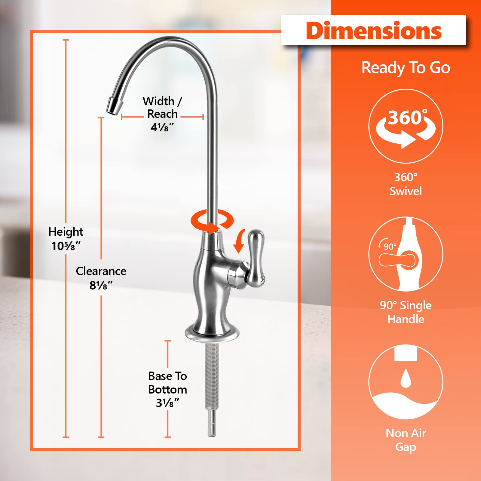 Express Water Deluxe Chrome Coke-Shaped Faucet - 100% Lead-Free Drinking Water Filter Faucet for Reverse Osmosis Systems - Perfect for Kitchen Sink, Under Sink & Countertop Water Filtration