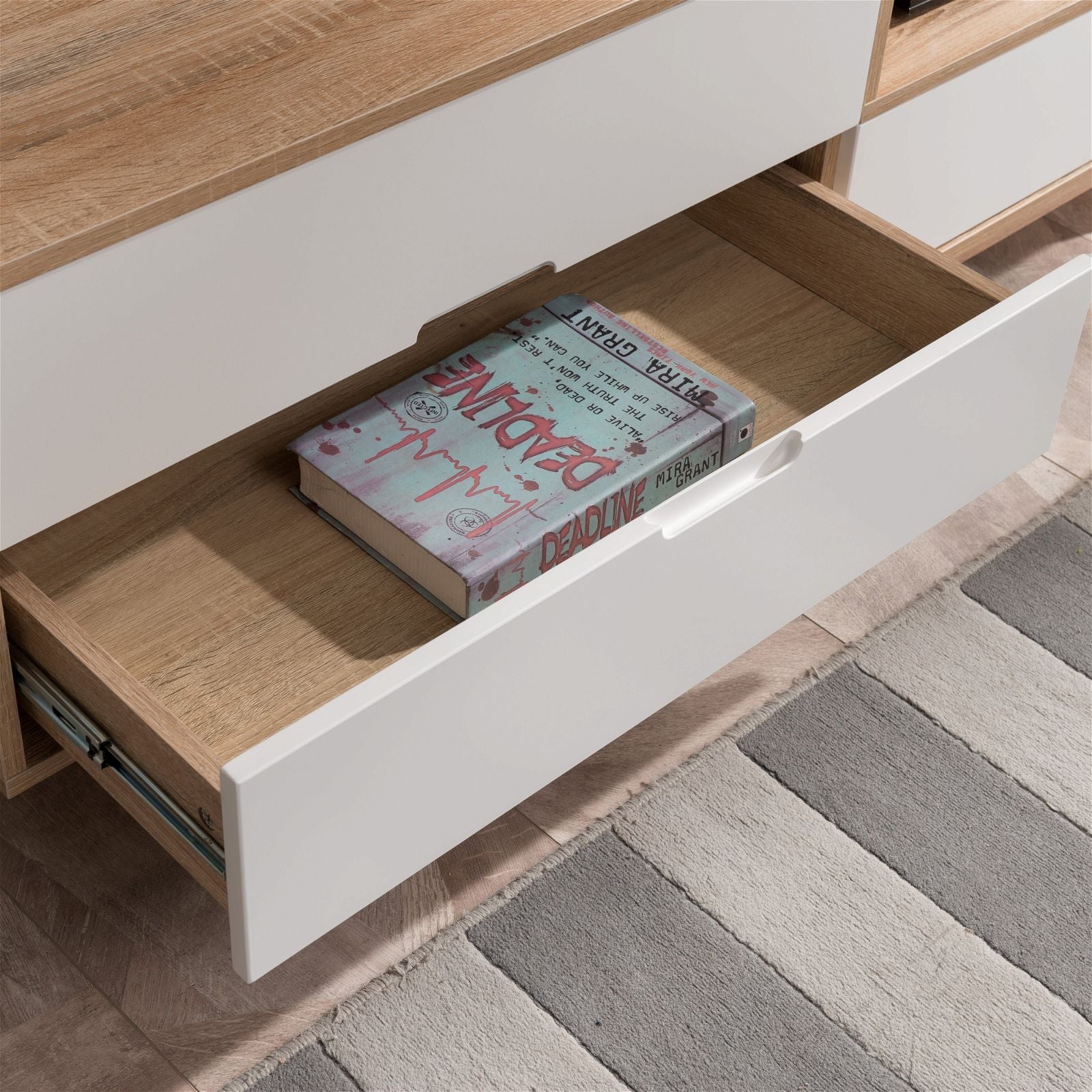 Criterion 1500mm Oak White Tuscany Entertainment Unit - Stylish TV Stand for Living Room & Home Theater Setup