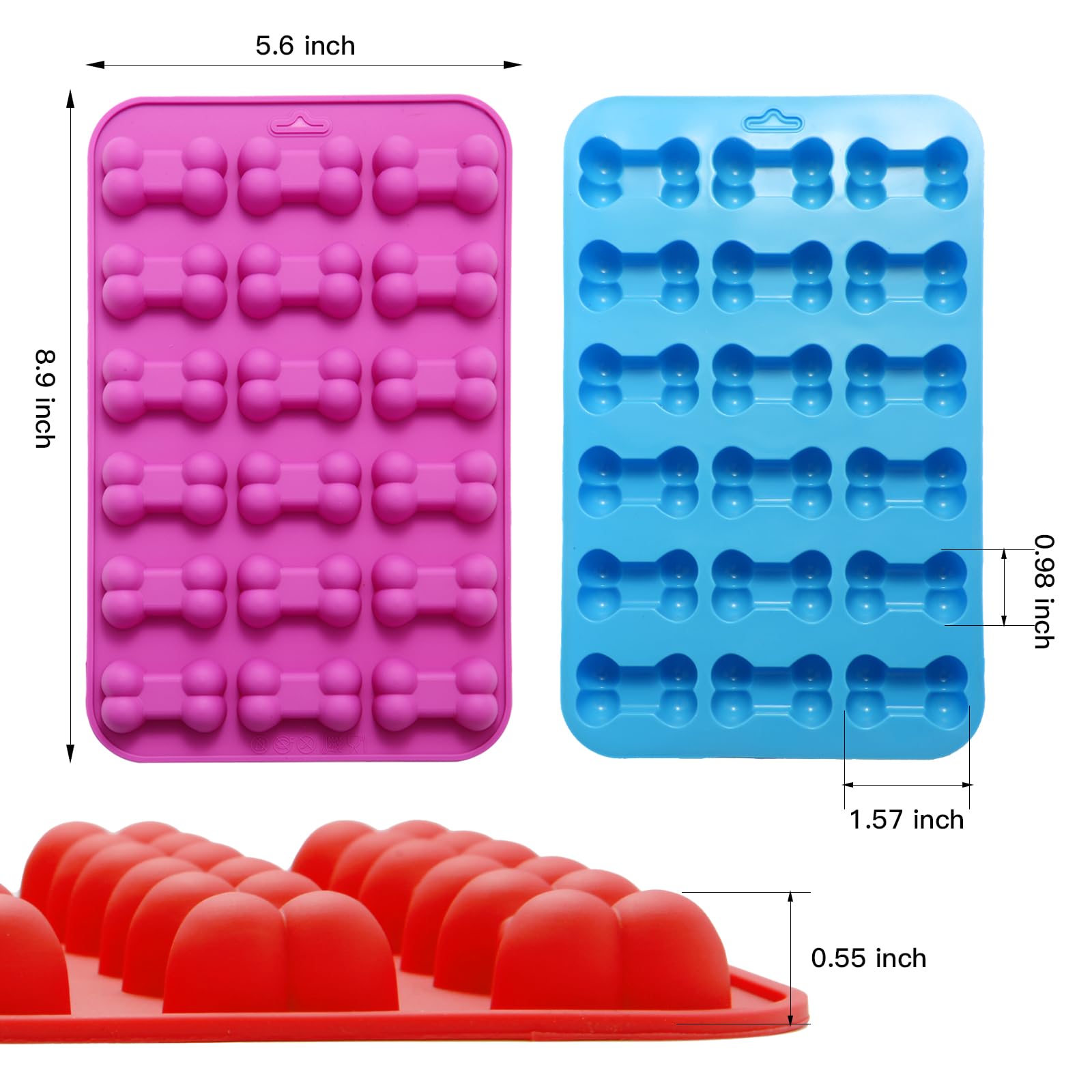 6PCS Silicone Dog Paw & Bone Molds - Non-Stick Baking Molds for Chocolate, Candy, Pudding, Jelly, Ice Cubes, Biscuits & Dog Treats | Perfect for DIY Desserts, Party Favors & Homemade Pet Snacks by AOULELA