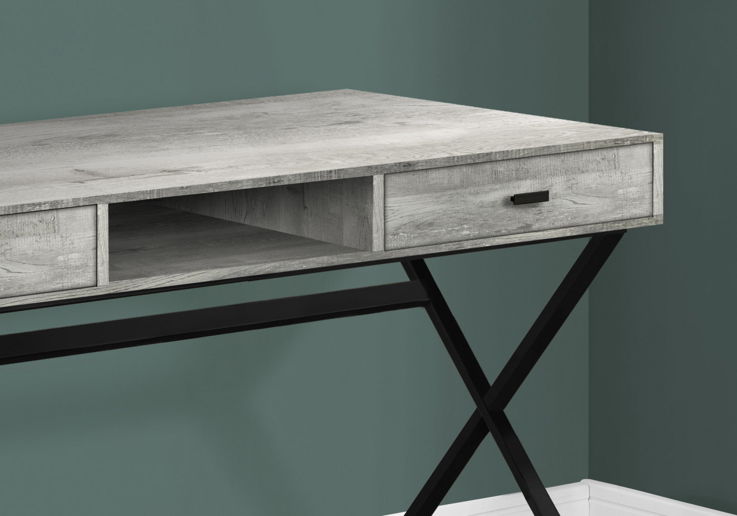 Modern Grey Marek Desk - Ergonomic Home Office Desk for Small Spaces, Study & Work from Home - Perfect for Remote Work, Online Classes & Gaming Setup