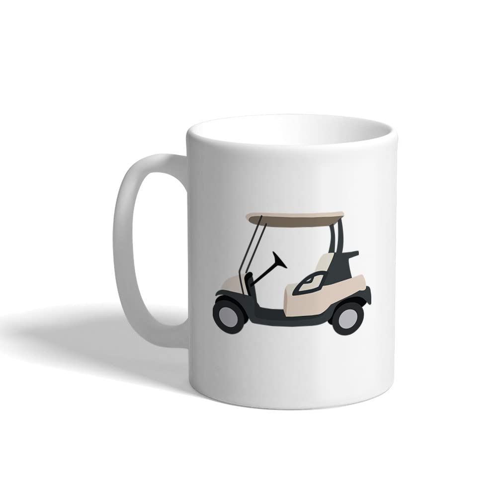 Funny Golf Cart Ceramic Coffee Mug - 11oz White Tea Cup with Unique Golf Cart Design - Perfect for Golf Lovers, Office Use & Gift Giving