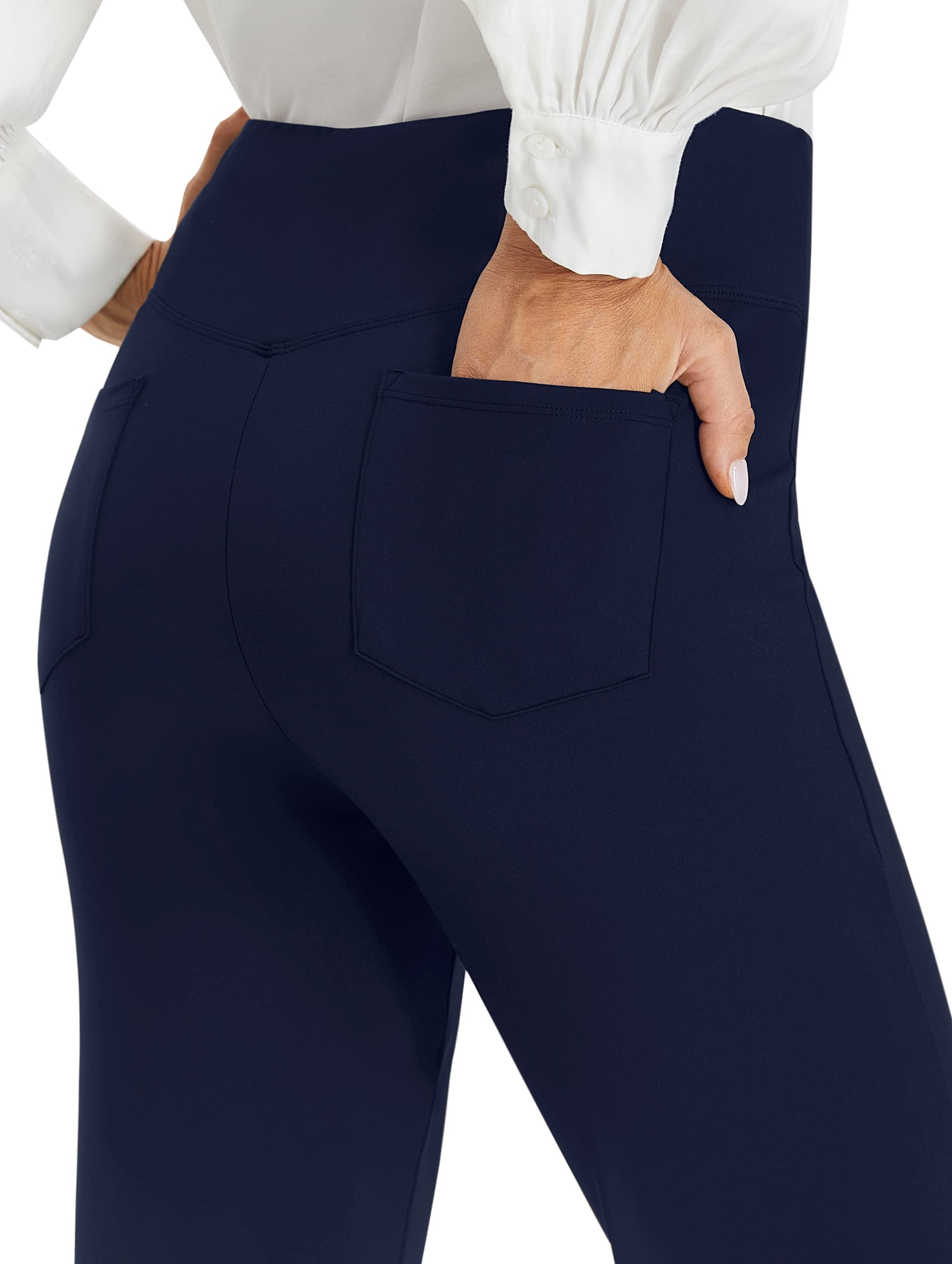 AFITNE Women's High Waist Yoga Dress Pants - Stretchy Pull On Work Pants for Office & Casual Wear - Comfortable Professional Slacks for Yoga, Work, Travel & Everyday Use