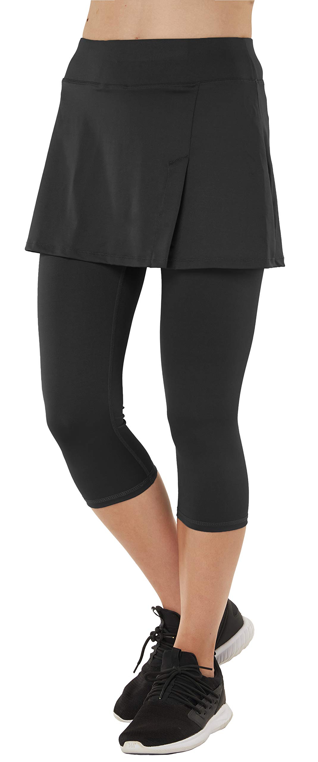 Westkun Women's 2-in-1 Split Skirt Pants - 3/4 Length Stretch Athletic Leggings for Tennis, Golf & Rock Climbing | Comfortable Workout & Yoga Wear